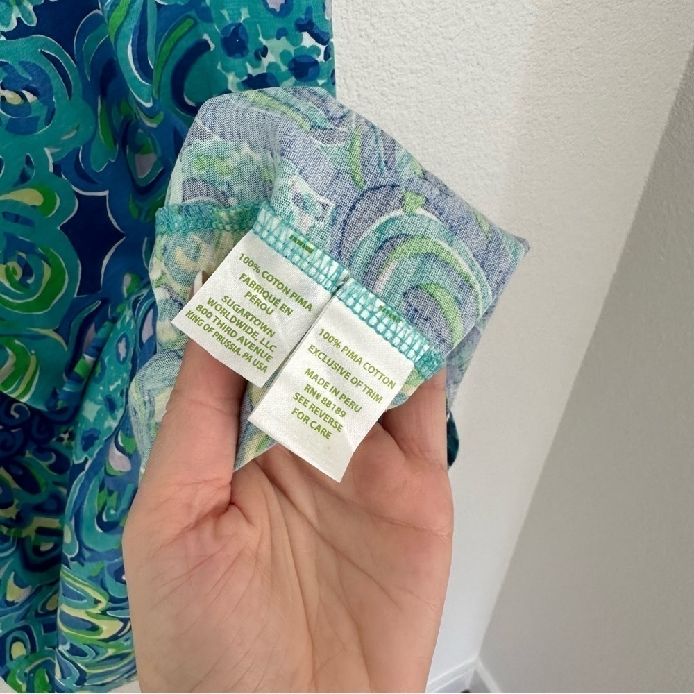 Lilly Pulitzer Melle Racerback Dress 100% Cotton Lagoon Green Blue Size S Women - Picture 10 of 10